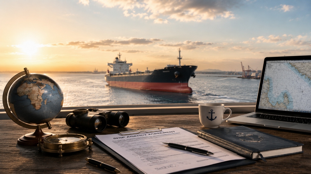 Container vessel and tug boat operations
